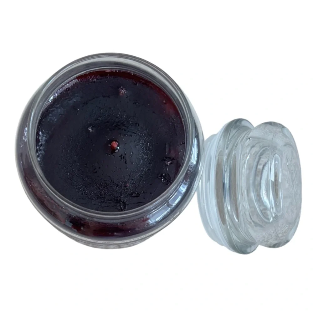 Yankee Candle Jar Christmas Berries Vintage Black Band Burgundy Deep Red 14.5 Oz